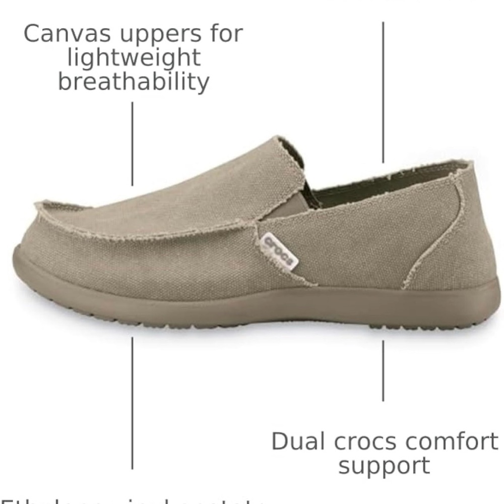 CROCS Men's Canvas Slip-Ons - Beige